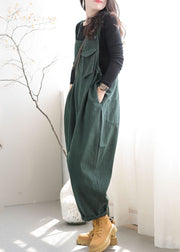 Boutique Green Pockets Patchwork Cotton Overalls Jumpsuit Spring