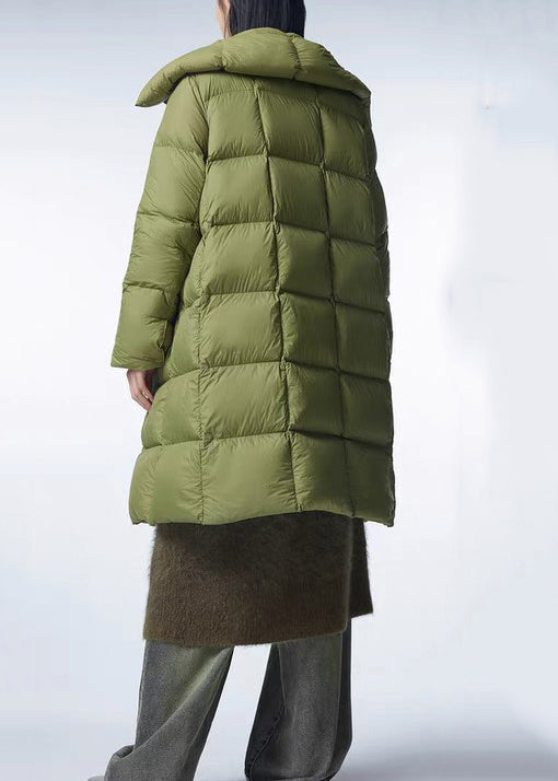 Boutique Green Stand Collar Zippered Duck Down Down Coat Winter