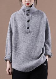 Boutique Grey Knit Casual Fall Sweater - bagstylebliss