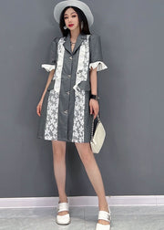 Boutique Grey Original Design Peter Pan Collar Patchwork Formal Dresses Butterfly Sleeve