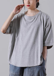 Boutique Grey side open Cotton Tops Summer - bagstylebliss