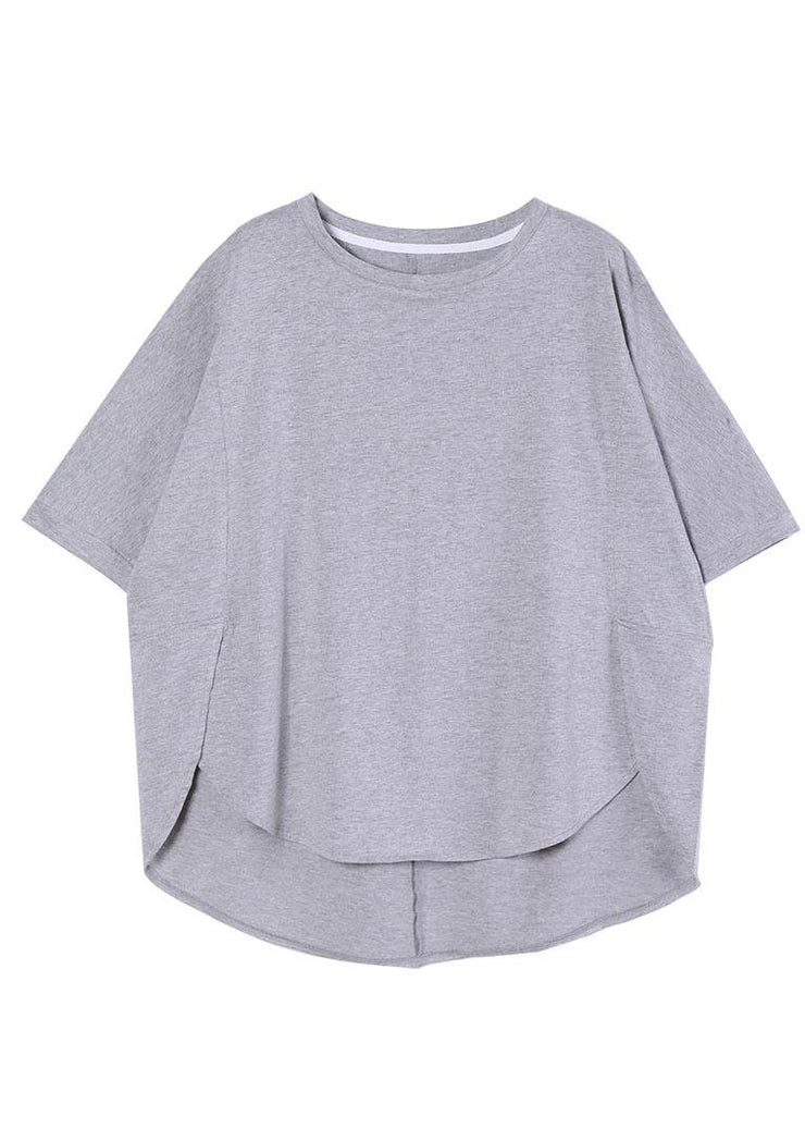 Boutique Grey side open Cotton Tops Summer - bagstylebliss
