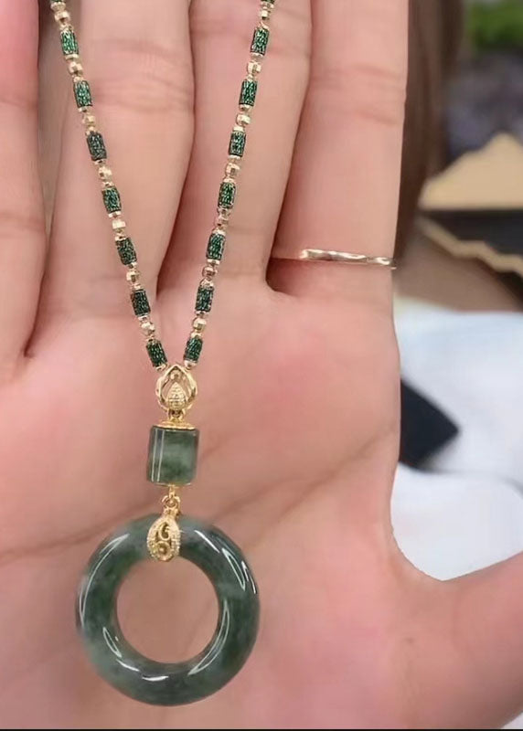 Boutique Jade Agate Bamboo Knot Pendant Necklace