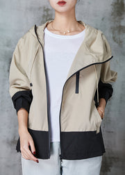 Boutique Khaki Asymmetrical Patchwork Spandex Coats Spring