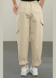 Boutique Khaki Button Harem Pants Summer - bagstylebliss