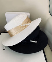 Boutique Khaki Pearl Straw Woven Beach Floppy Sun Hat