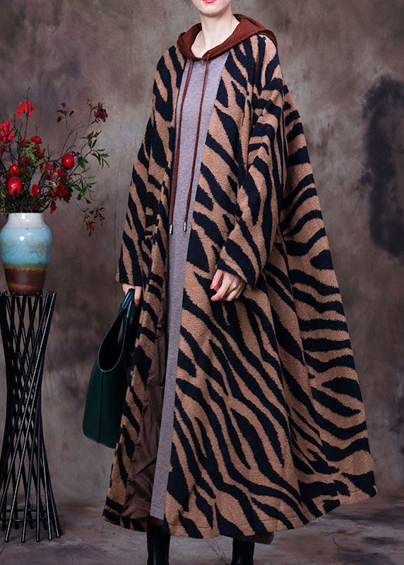 Boutique Leopard V Neck Bat wing Sleeve fashion Winter Woolen Coats