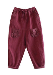 Boutique Mulberry Embroideried Harem Crop Summer Linen Harem Pants - bagstylebliss