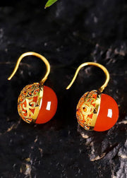 Boutique Orange Agate Silver Drop Earrings