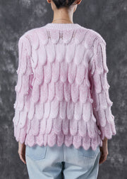 Boutique Pink V Neck Nail Bead Knit Cardigan Spring