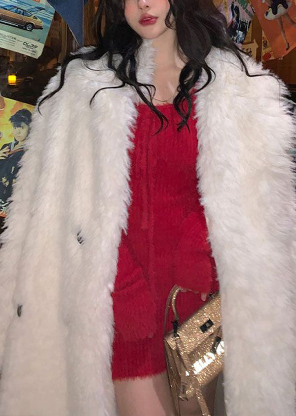 Boutique Plus Size White Fuzzy Fur Fluffy Coat Winter