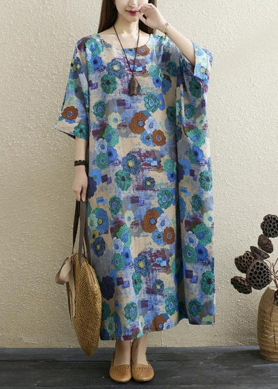 Boutique Print Batwing Sleeve Pocket Summer Cotton Dress - bagstylebliss