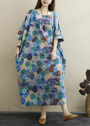 Boutique Print Batwing Sleeve Pocket Summer Cotton Dress - bagstylebliss