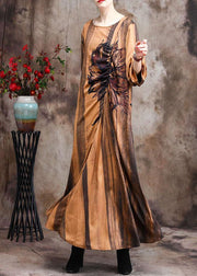 Boutique Print Cinched Silk asymmetrical design Dress Summer - bagstylebliss