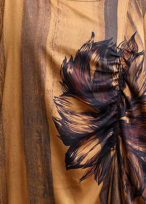 Boutique Print Cinched Silk asymmetrical design Dress Summer - bagstylebliss