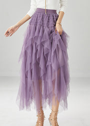 Boutique Purple High Waist Tulle Skirt Summer