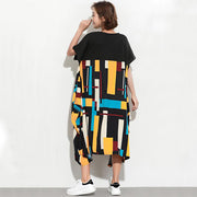 Marke Übergroße Plus Size Damen Gestreifte Patchwork Freizeitkleider