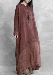 Brand set dress retro chocolate long skirt new loose robe - bagstylebliss