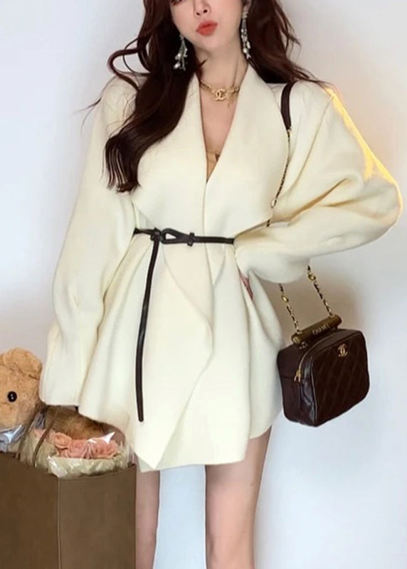 Brief Beige Turtleneck Button Cozy Knit Coats Fall