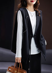 Brief Black Patchwork Button Waistcoat Sleeveless