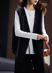 Brief Black Patchwork Button Waistcoat Sleeveless