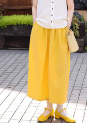 Brief Yellow Pockets Side Open A Line Skirts Summer