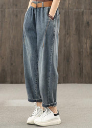 Bright line decoration retro washed denim autumn new casual trousers - bagstylebliss