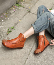 Chocolate Boots Cowhide Leather Ankle boots - bagstylebliss