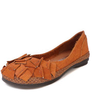 Brown Flat Feet Shoes Splicing Flats - bagstylebliss