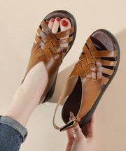 Brown Flat Sandals Buckle Strap Platform Hiking Sandals - bagstylebliss