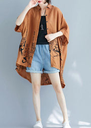 Brown Graphic low high design Cotton Summer Shirt Tops - bagstylebliss