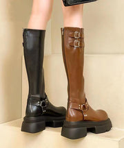 Brown Long Boots Platform Beautiful Splicing