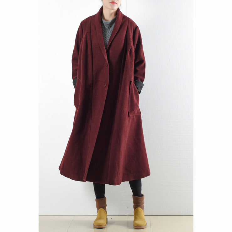 Burgund Wollmäntel 2021 Winter-Trenchcoats plus Größe Strickjacken