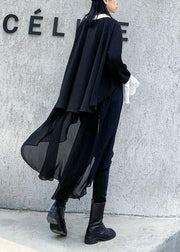 Buy black chiffon Long Shirts Work Outfits asymmetric Plus Size Clothing lapel Dresses - bagstylebliss