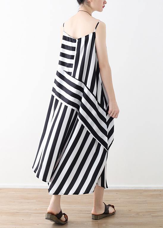 Buy black striped chiffon clothes For Women Plus Size Work Spaghetti Strap robes Summer Dress - bagstylebliss