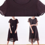 Buy purple red silk linen Long Shirts Metropolitan Museum Fabrics o neck asymmetric long Summer Dresses - bagstylebliss