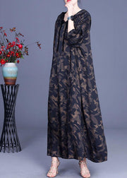 Camouflage Hooded Print Casual Summer Silk Long Dresses - bagstylebliss