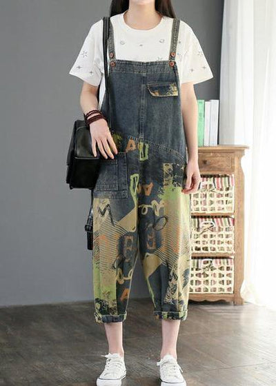 Camouflage printed denim overalls plus size women's casual cropped harem pants - bagstylebliss