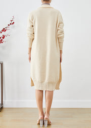 Casual Beige Oversized Cashmere Knit Long Cardigans Fall