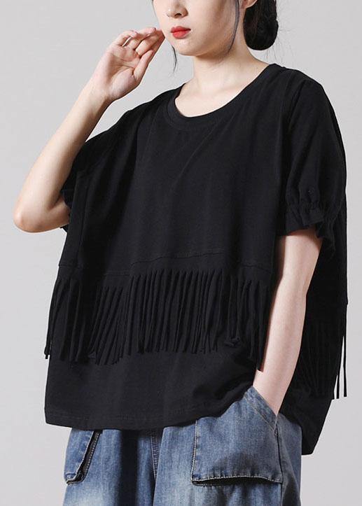Casual Black O-Neck Cotton T Shirt Short Sleeve Summer - bagstylebliss