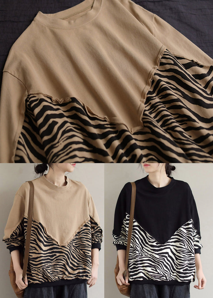 Casual Black O-Neck Patchwork Pullover Sweatshirt Long Sleeve