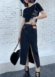 Casual Black Summer High Waist Denim Casual Skirts - bagstylebliss