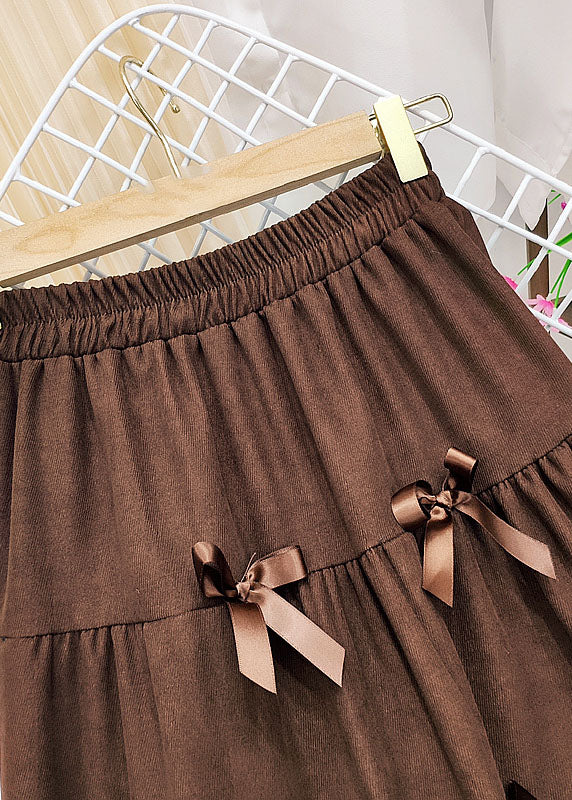 Casual Brown elastic waist Butterfly Corduroy Skirt Winter