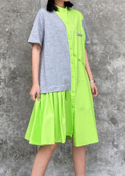 Casual Fluorescent green Patchwork asymmetrical design Party Dress Summer - bagstylebliss