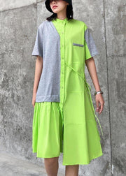 Casual Fluorescent green Patchwork asymmetrical design Party Dress Summer - bagstylebliss