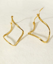 Casual Gold Silver Bending Shape Hoop Earrings