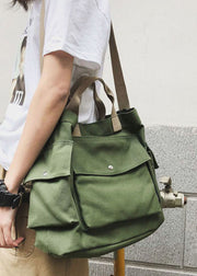 Casual Green Solid Canvas Messenger Bag