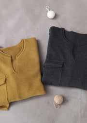 Casual Grey V Neck Fall Knit Top - bagstylebliss