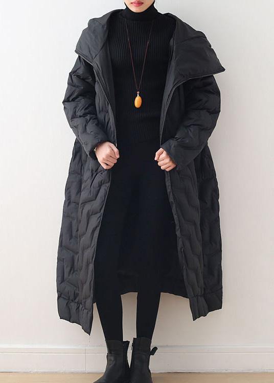 Casual Loose fitting down jacket hooded overcoat asymmetric down coat winter - bagstylebliss