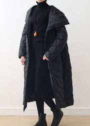 Casual Loose fitting down jacket hooded overcoat asymmetric down coat winter - bagstylebliss